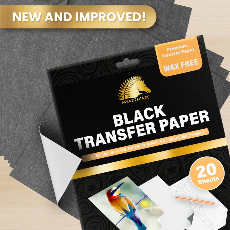 MyArtscape Graphite Transfer Paper, 20 Black Sheets - Wax Free - Erasable - Smudge-Free - Ideal for Drawing, Tracing and Watercolor Transfer - Premium Arts and Crafts Supplies - Image 4